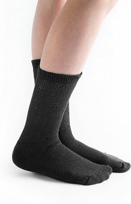 Doc Ortho 3-Pack Loose Fit Diabetic Crew Socks Black X-Large