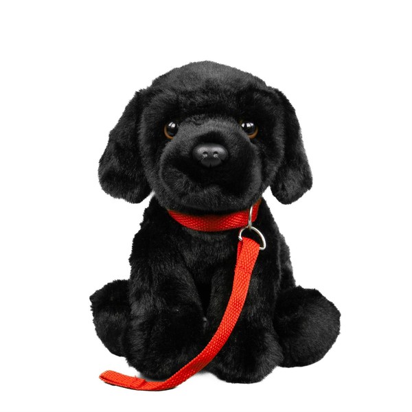 Kuscheltier Labrador + Leine Sitzend Schwarz 28 Cm PlüSchhund-image