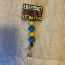 Beaded Name Badge Holder. Funny Saying . Retractable.