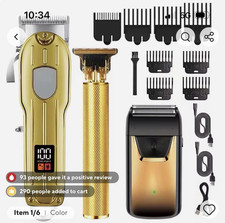 Gold Cordless Rechargeable Haircutting Kit T-Blade USB Charging LED Display