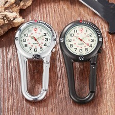 Portable Clip On Carabiner Metal Fob Watch Luminous Dial For Doctor Nurses