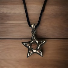 Halskette Würfelkette Schwarz Edelstahl 50 cm unisex Pentagram Gothik - Style