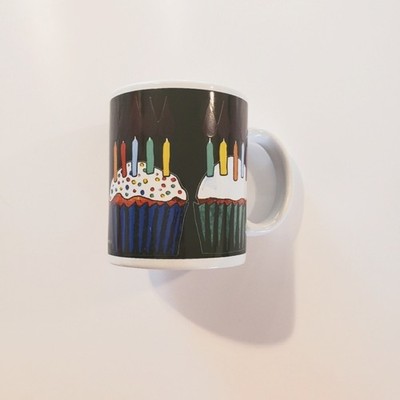 Vintage Happy Birthday Cupcake With Candles Coffee Tea Mug Nina Herold