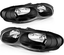 Headlight Headlamps Black Housing Clear Reflector for Chevrolet Camaro 1998-2002