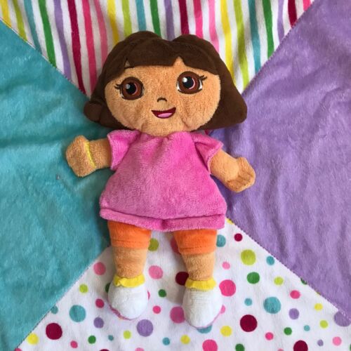 Dora the Explorer Plush 3D Doll Lovey Security Blanket Pink Purple Stripes Dots - Picture 2 of 7