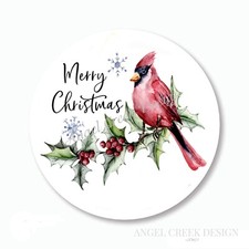 Holiday Cardinal Labels Merry Christmas Scrapbook Stickers Envelope Seals Favors
