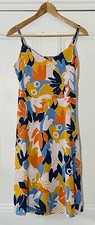 Cassie Byrnes X Uniqlo Womens Orange Floral Sleeveless Cami Slip Dress S UK 10
