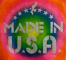 Original Vintage Made In USA Glitter Iron On Transfer America