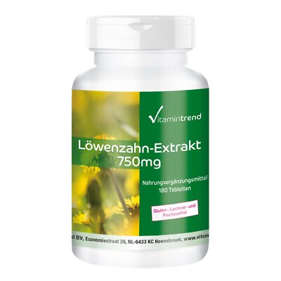 Löwenzahn-Extrakt 750 mg - 180 Tabletten 10-fach konzentriert VEGAN Vitamintrend