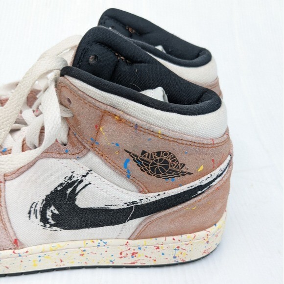 NIKE Air Jordan 1 Mid SE Brushstroke Paint Splatter Shoes eBay