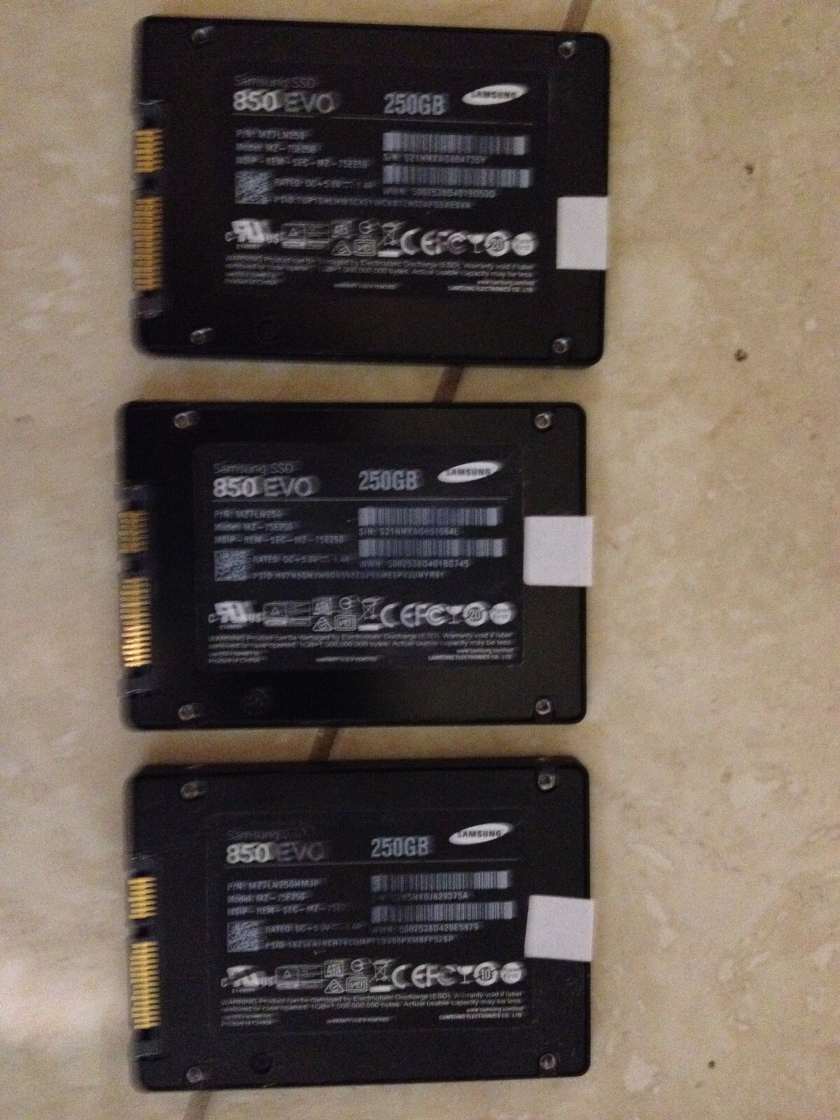 LOT of 3... Samsung 850 EVO 250GB...MZ-75E250... SSD 2.5