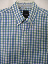 Tailorbyrd Mens L/S Blue Green Cotton Button Down Dress Shirt - 16.5/34 or XL