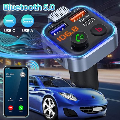 Bluetooth FM Transmitter PD 20W QC3.0 18W USB Charger Radio Adapter MP3 Player