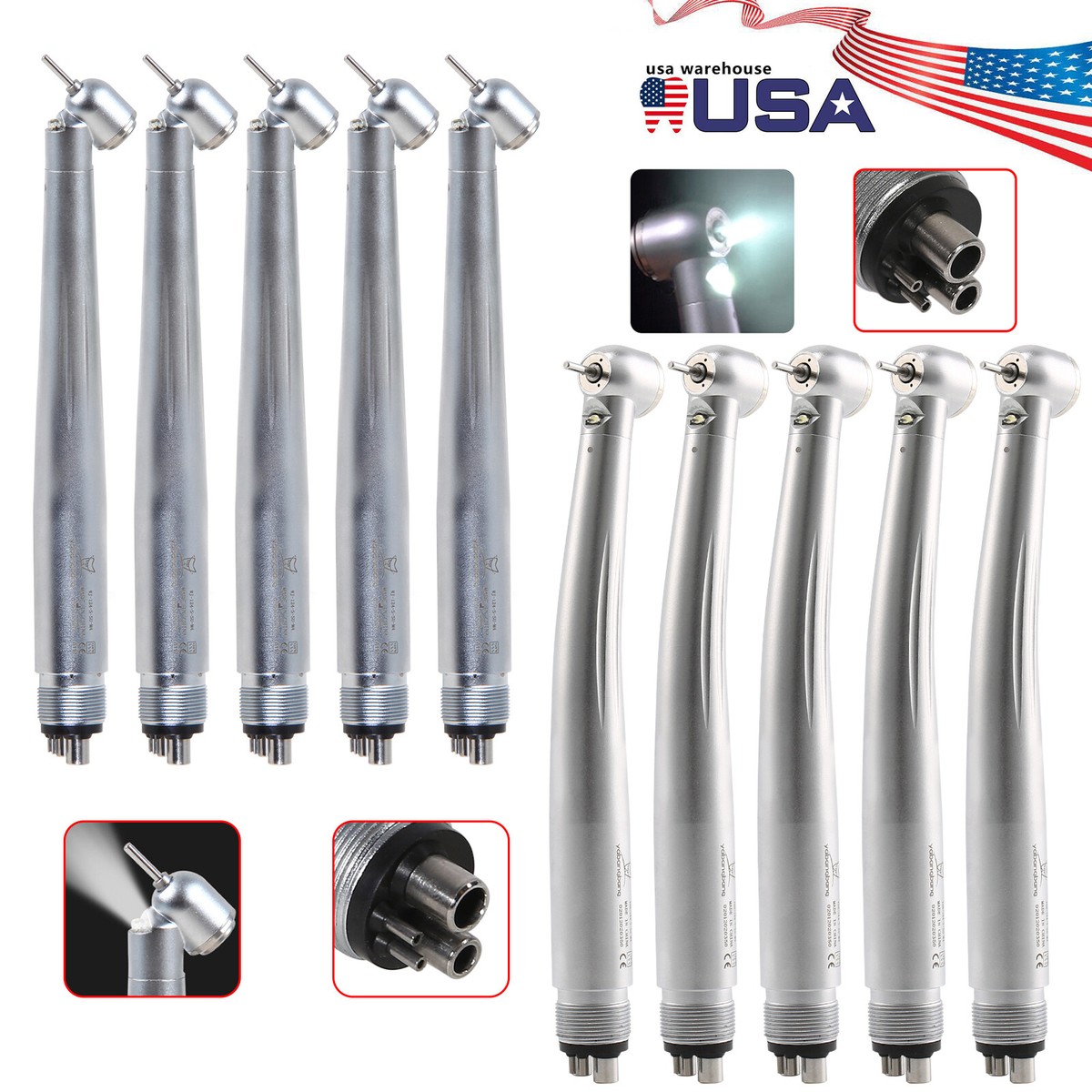 1-5* Fit Dental 45° Angle/Big Head Light E-generator Fiber Optic