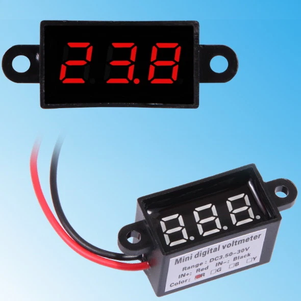 -&NBSP;- FAIT MAIN - - Étanche 3-30V Mini Voltmètre Rouge Bleu Vert LED Digital Display Mètre Numérique