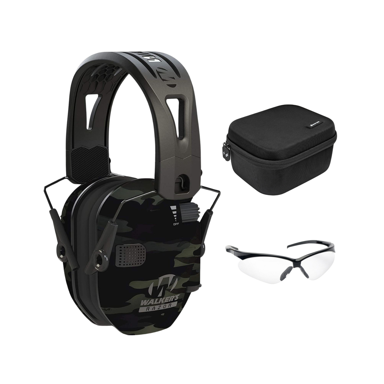 Tacti-grip Ear Muff Shooting Glasses Hard Case 3 Items