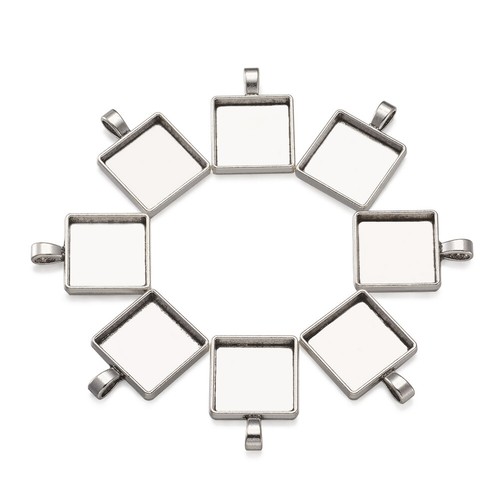 10x Tibetan Alloy Pendant Setting Bases Bezel Blank Silver Square Rectangle Tray - Picture 15 of 41