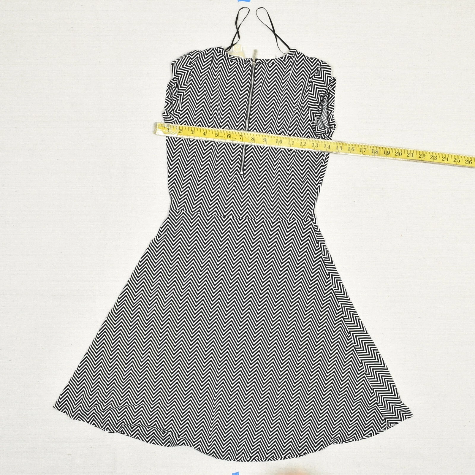 Abito donna Michael Kors aderente e svasato geometrico poliestere nero girocollo taglia XS