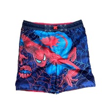 SPIDERMAN Boy's Size 5/6 Bathing Suit Swimsuit Swim Trunks Marvel Small Blue Red