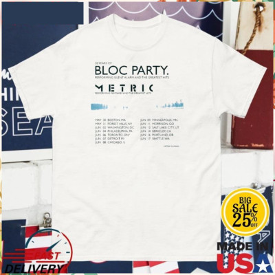 Bloc Party Silent Alarm 20th Anniversary Tour 2025 t shirt for sale DO512