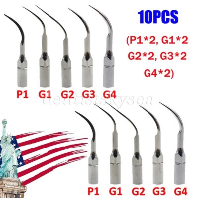 10* Dental Ultrasonic Scaler Perio Tips G1-G4 P1 fit Woodpecker EMS Handpiece KY
