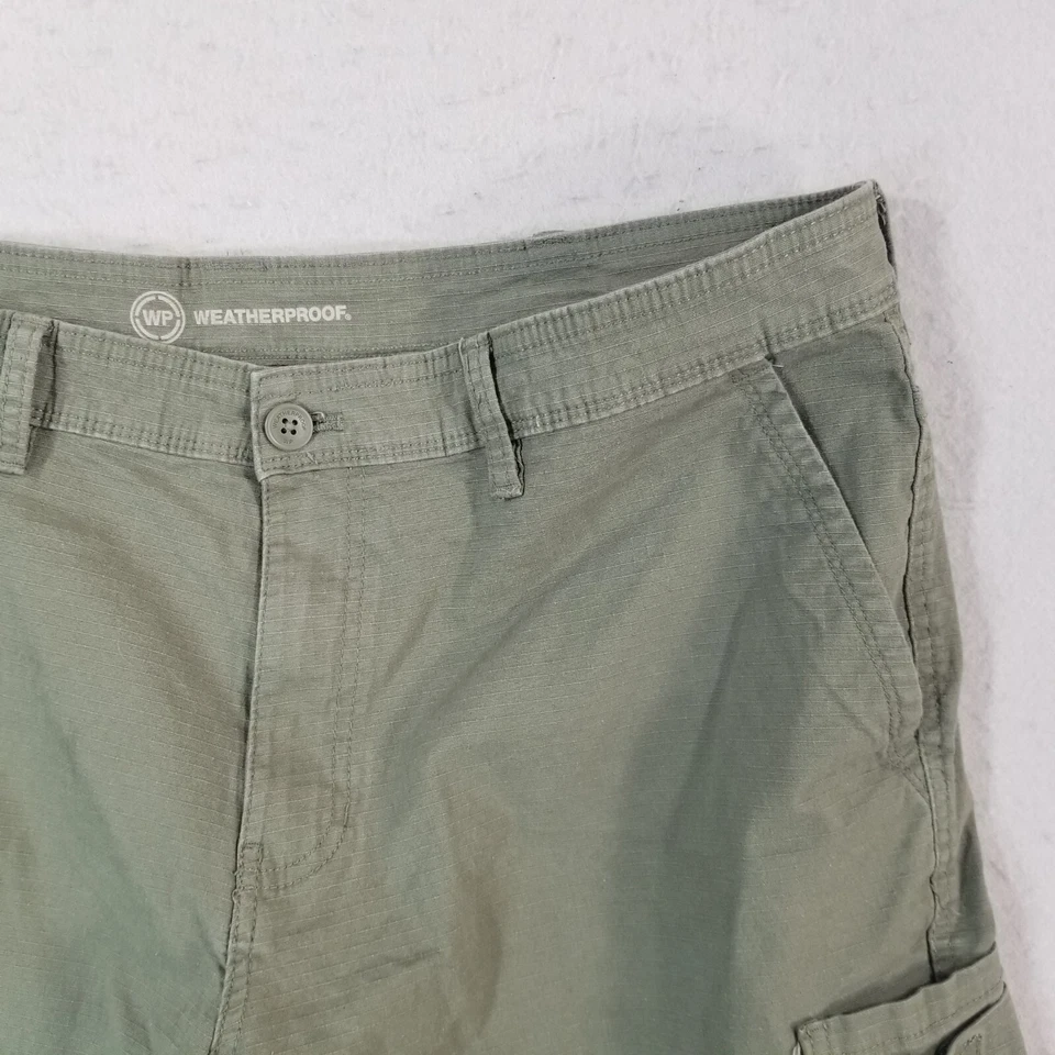 Pantalones cortos de senderismo cargo resistentes a la intemperie para hombre 40 x 10 verde ripstop flex elástico al aire libre Foto 3 de 4