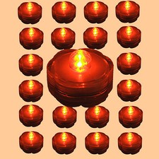 24 QTY- ORANGE LED Submersible Tea Light Wedding or Party Centerpiece Decor