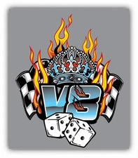 Engine V8 Vintage Racing Car Bumper Sticker Decal 4" x 5"