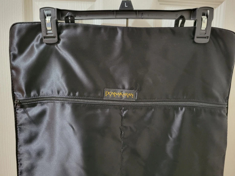 Donna Karan NY Diseñador Lencería Plegable Organizador Negro Satinado 6 Bolsillos con Cremallera Foto 4 de 4