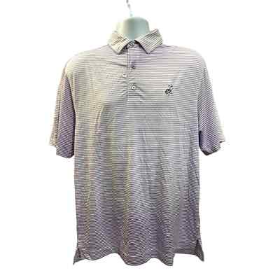 FootJoy Golf Stripe Print Polo Shirt Mens Medium Purple Turtle Golf crest