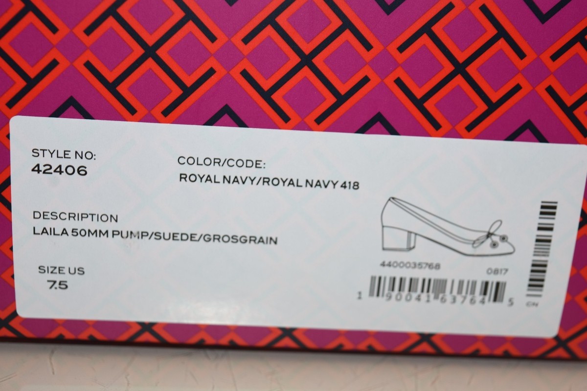 写真 NEW Tory Burch LAILA 50 Pumps Suede Grosgrain Royal Navy Blue
