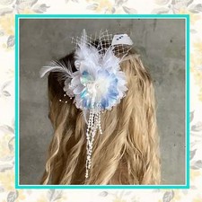FLOWER FASCINATOR BRIDE WEDDING PIN UP BOHO LOVE BOHEMIAN BRIDESMAID LOVE FRINGE