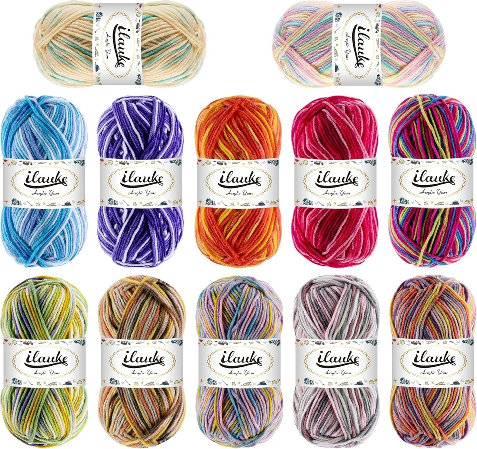 Handstrickgarn Acryl Mehrfarbig 12x50g Basteln Häkeln Stricken - Bild 4 von 4