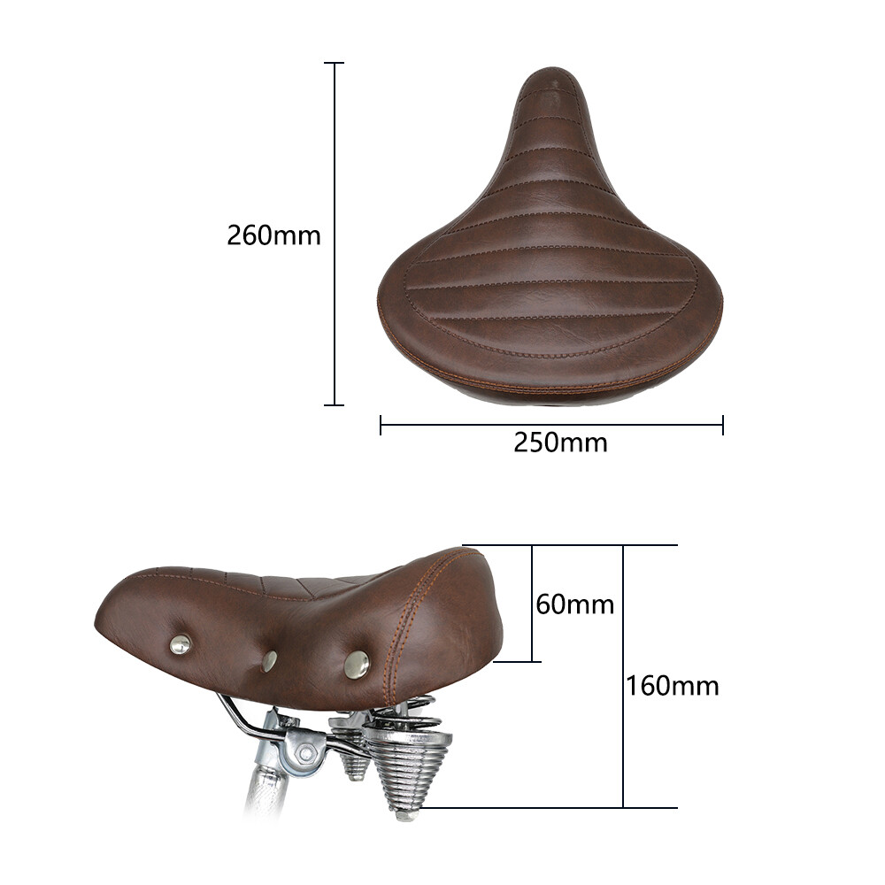 Oversized Retro VTG Thicken Brown Bike Saddle Cruiser Bicycle Comfort