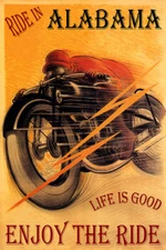 Motorcycle Bike Enjoy the Ride in Alabama Travel Vintage Poster Repro FREE S/H