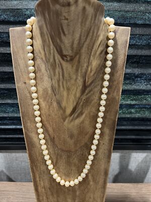 Miriam Haskell Faux Pearl 25  Necklace Brass Closure