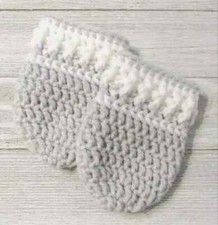 crochet handmade mittens baby boy girl 0/6 month gray white new