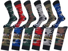 6 PARES CALCETINES ALGODÓN CAMUFLAJE SENDERISMO TRIPULACIÓN TALLA 10-13 FIEL A LA TALLA COJÍN COMPLETO