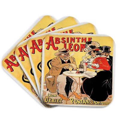 3dRose CST_149285_1 Vintage Absinthe Leon French Wine Advertising Poster Soft...