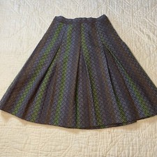 Vintage 60s Wool Pleated A-line Knee Length Skirt XXS