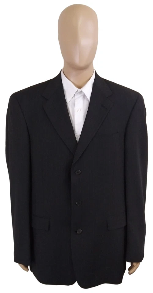 Austin Reed 2 Piece Dark Navy Blue Pinstripe Wool Suit Size 44L Pants 36X33 - Image 2 of 4