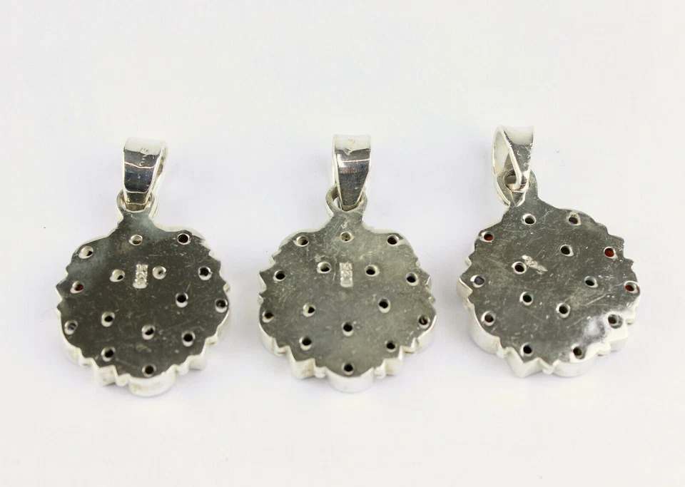 Edelstein Anhänger Granat Peridot Citrin Amethyst Iolith 925 Silber Rund L 43 mm - Bild 2 von 2