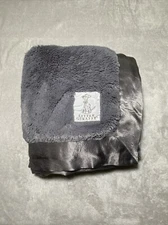 Little Giraffe Luxe Baby Blanket Dark Gray Satin Trim Reversible Furry Lovey