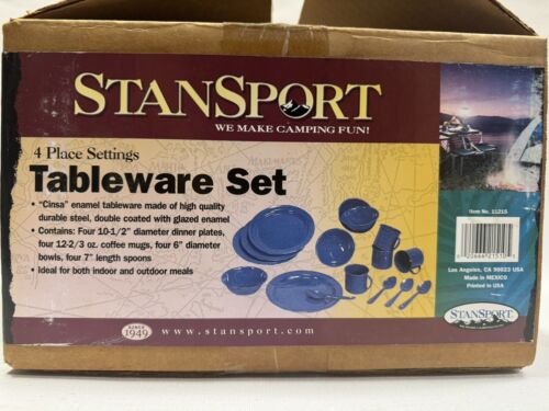 Enamel Camping Tableware 16-piece Dining Set - StanSport - 4 Person