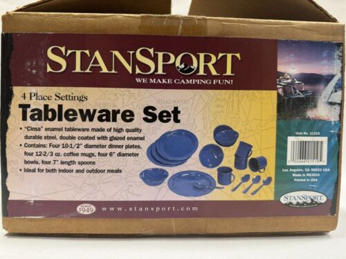 Enamel Camping Tableware 16-piece Dining Set - StanSport - 4 Person - Picture 1 of 4