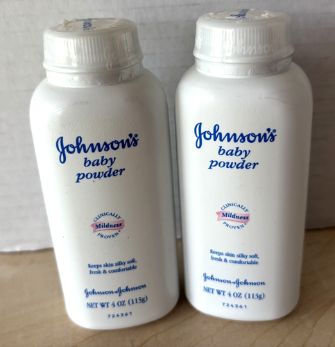 Johnson’s Baby Powder Talc 4 oz Sealed NOS LOT of 2 Mildness 2004 Vintage - 第 1/4 張圖片