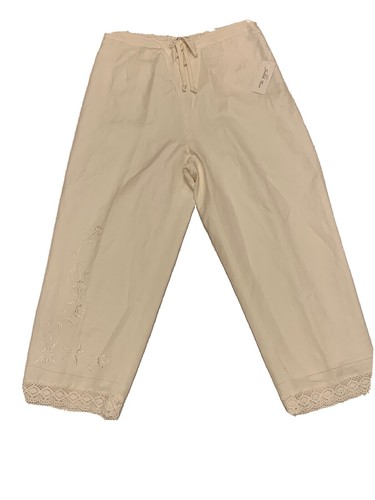 Dressbarn Womens Powder Blue Relaxed Fit Embroidered Hem Linen Pants Size  20W | eBay