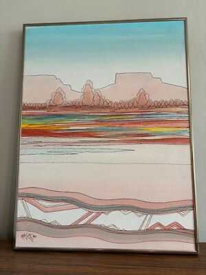 LAST 2 DAYS original acrylic & ink  painting Greg Kyle midcentury style 24x18''