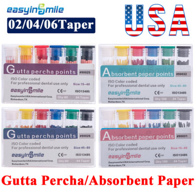 Endo Gutta Percha Point Absorbent Paper Points Dental Endo Root .02/.04/.06Taper