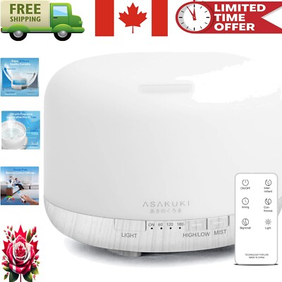 Elegant Aromatherapy Diffuser - 500ml Ultrasonic Humidifier with Safety Features